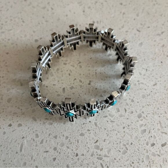 Bohemian Style Fake Turquoise stretchy Bracelet, Vintage - Picture 7 of 10